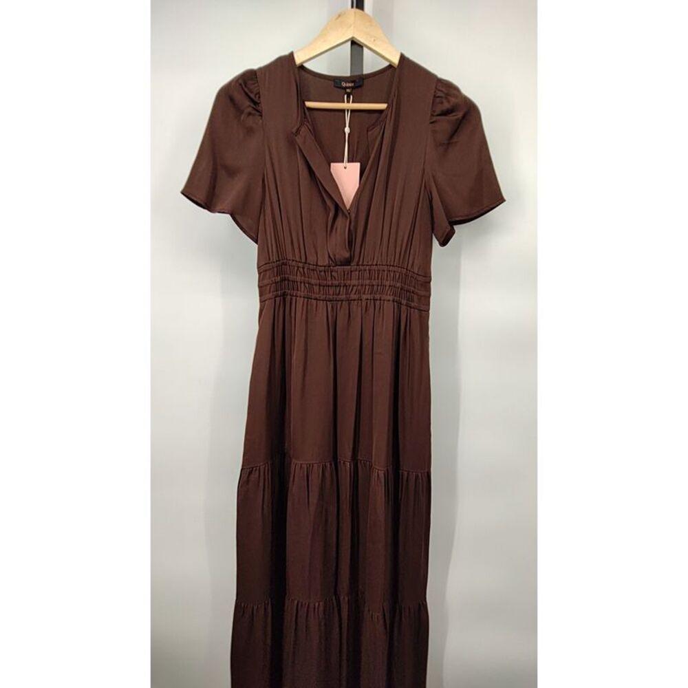 Quince Brown 100% Silk Maxi Dress